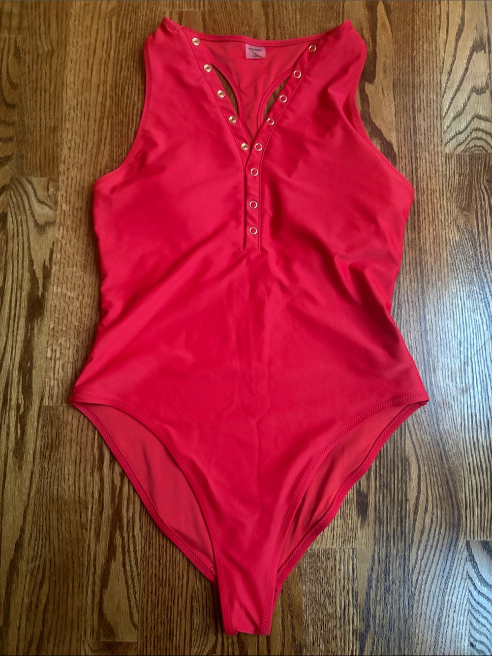 Old Navy Bright Red Snap-Front One-Piece Swimsuit